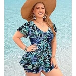 Ecupper Swim Dress Womens Sz XL NWT Floral Shorts Skirt